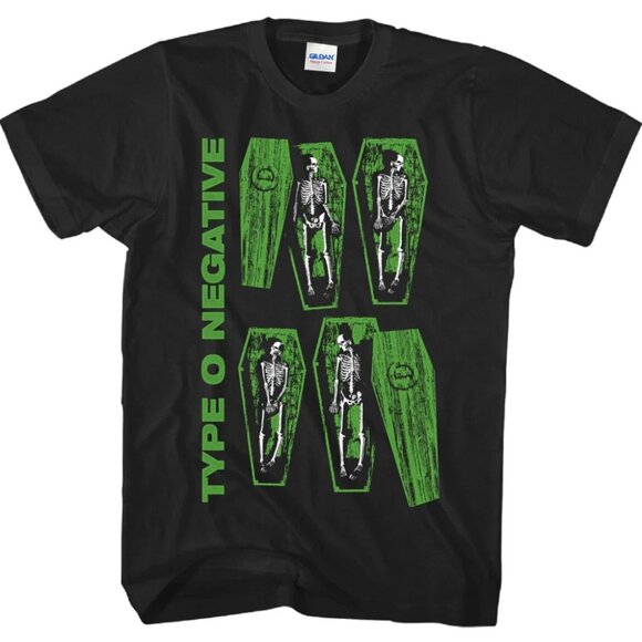 Coffin Graphic Men’s T-Shirt, Classic Rock-Inspired Band Style Tee - Picture 1 of 4